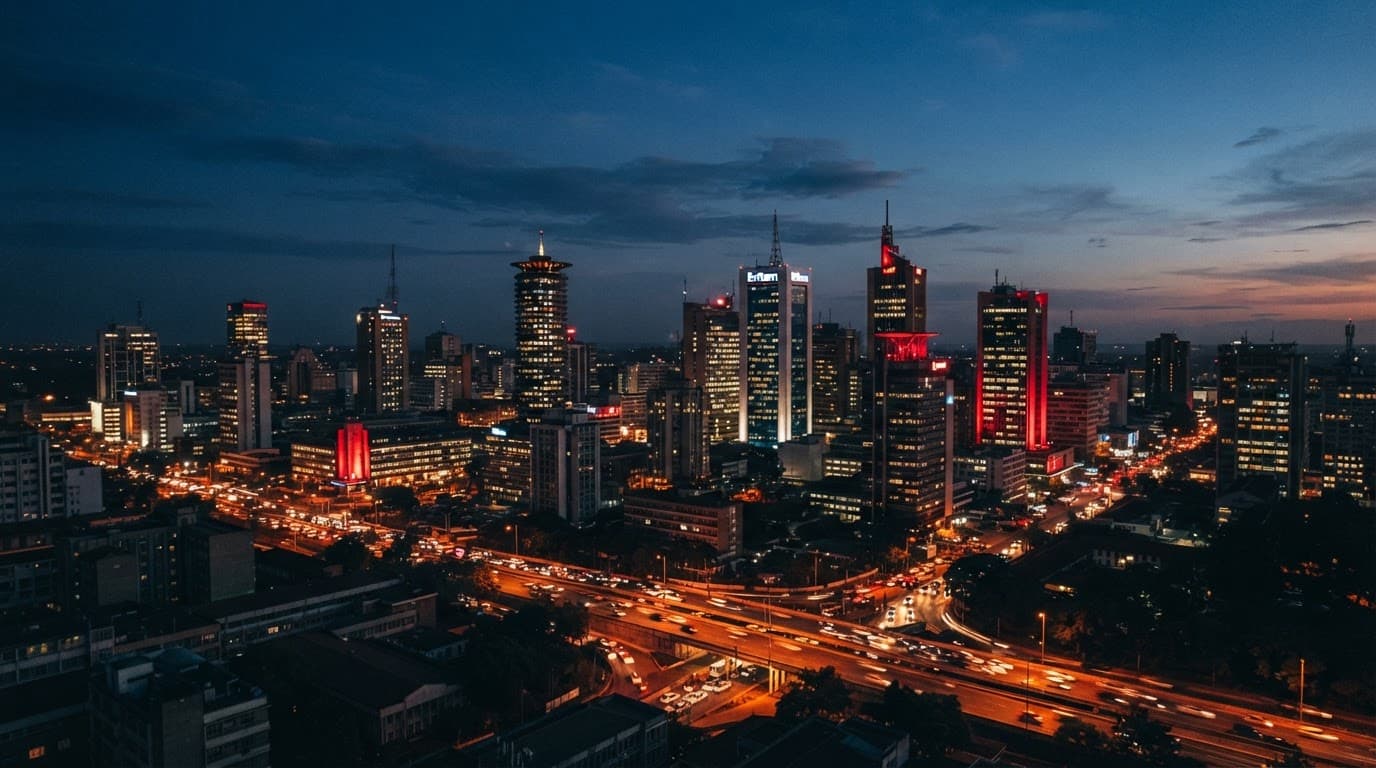 Nairobi Escort Ads: A Safer Way to Browse Listings 1 Xxnairobi- Best Escorts in Nairobi Directory in Kenya Nairobi skyscrapers glowing above warm streetlights beneath a deep twilight sky.